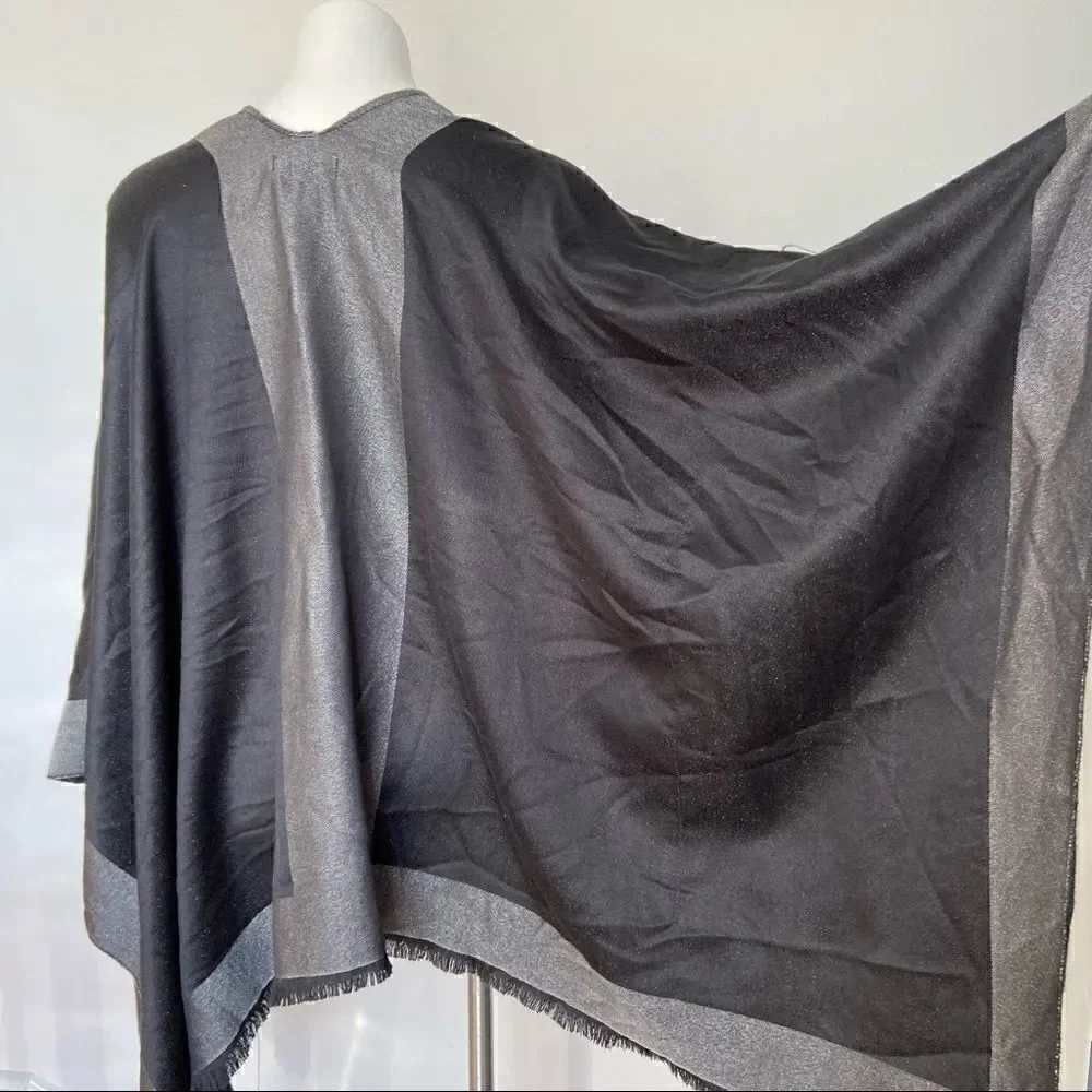 CK Metallic Knit Poncho Scarf Wrap